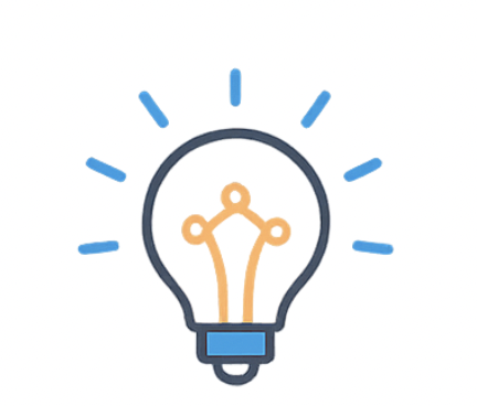 An illustration of a light bulb with rays emanating from it, symbolizing ideas and inspiration.